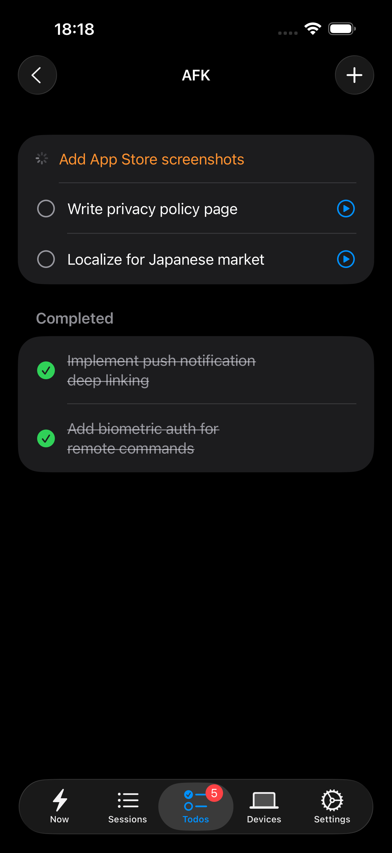 Project todo tracking with progress indicators